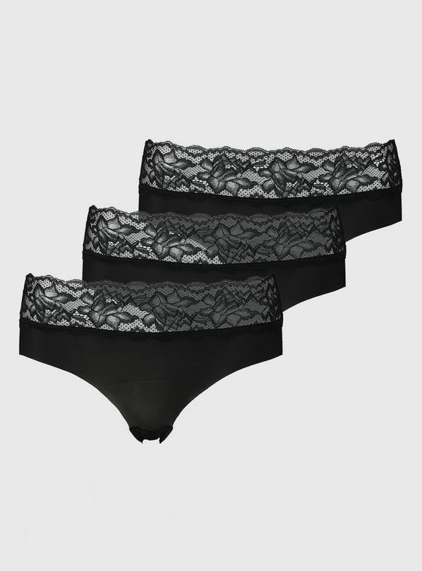 Buy Black Lace Trim No VPL Knicker Shorts 3 Pack 20 Knickers Argos